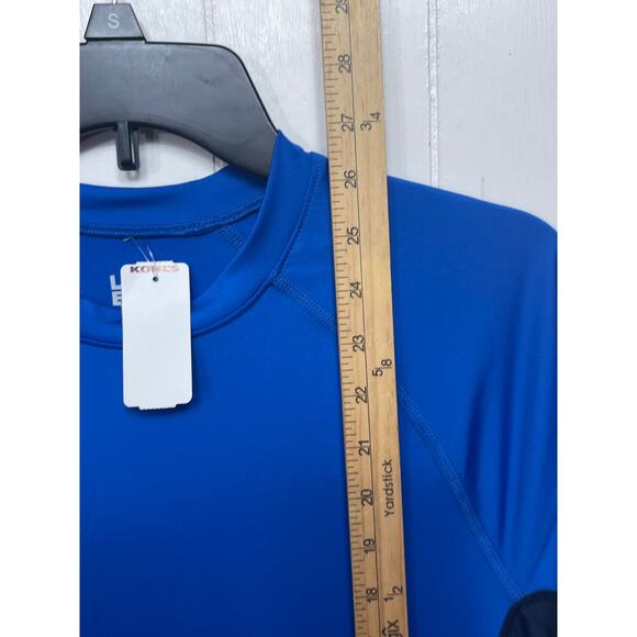 Lands End Mens Activewear Shirt Small Blue Black Colorblock Moisture Wicking New - Picture 6 of 8